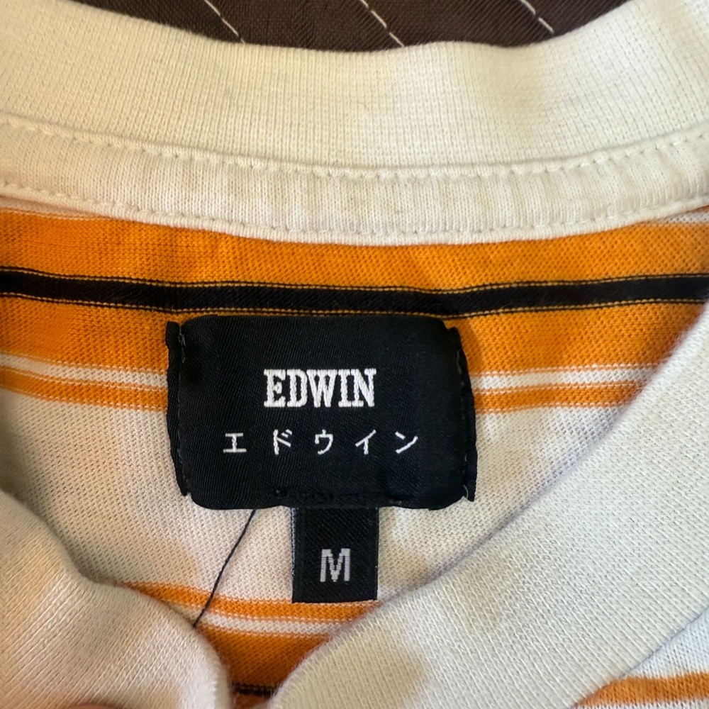Edwin Orange and Cream Striped Tee